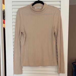 Project Social T Ribbed Tan Long Sleeve Mock Neck Top – Size Large